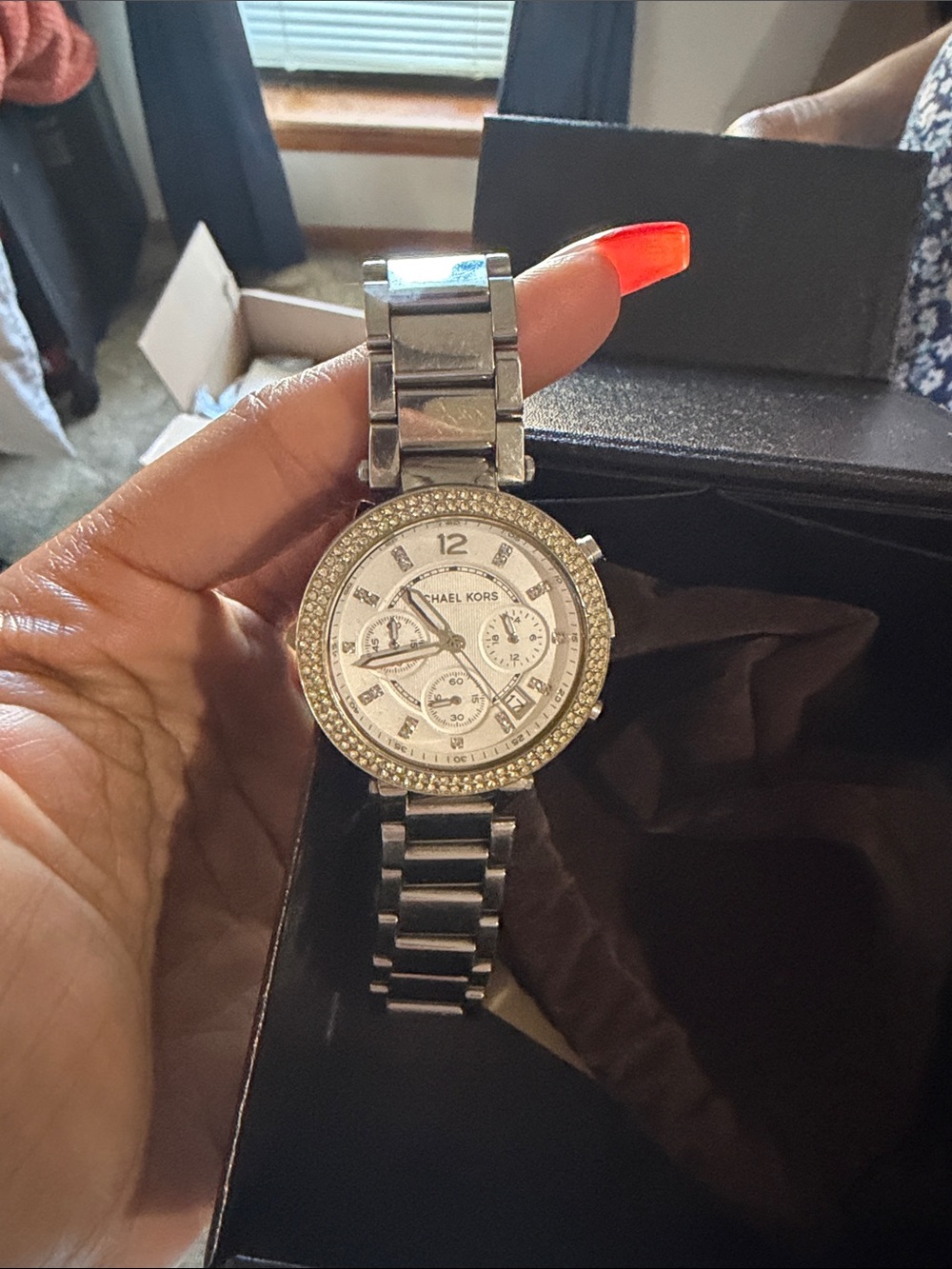 Michael Kors Silver Crystal-Accent Bracelet Watch